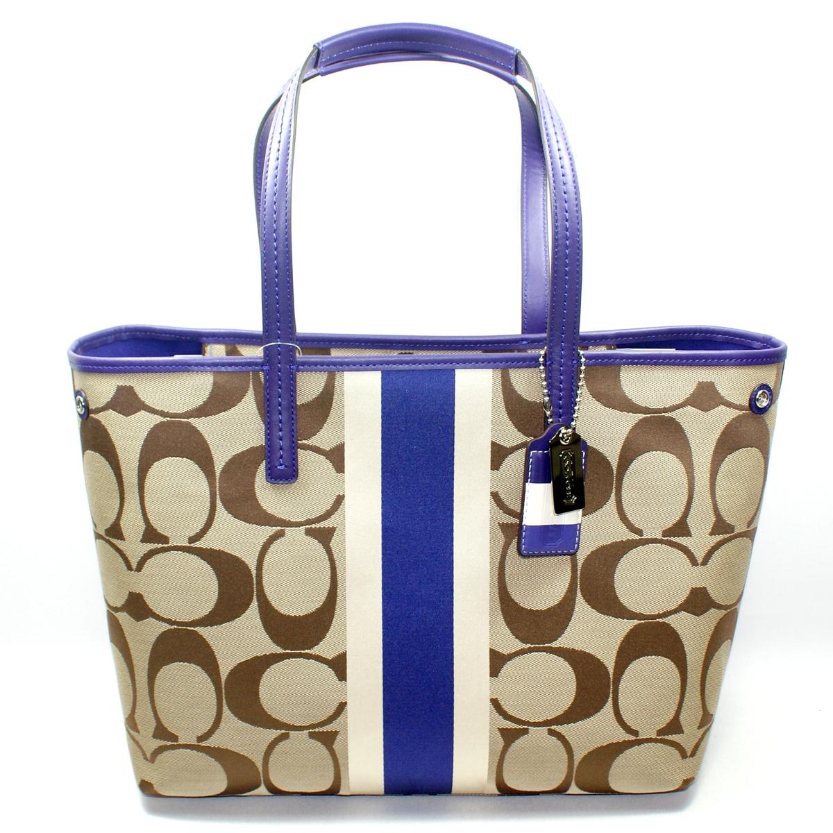 Coach Hamptons Signature Stripe Medium Tote Bag #19999 | Coach 19999