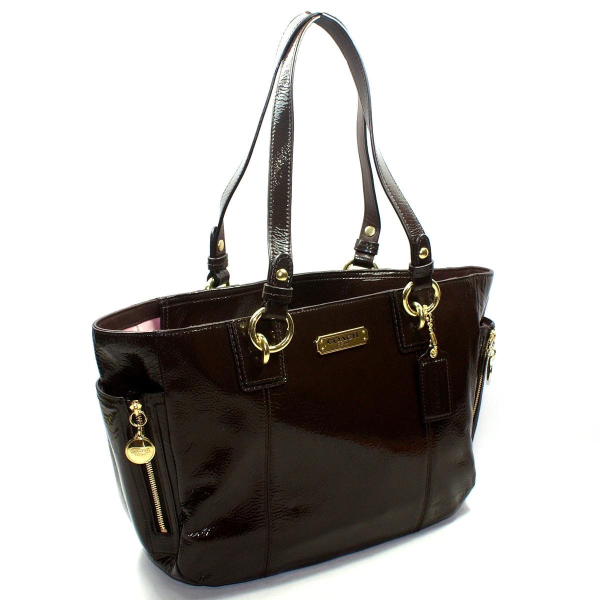 Home Coach Gallery Patent Leather Zip Tote Bag