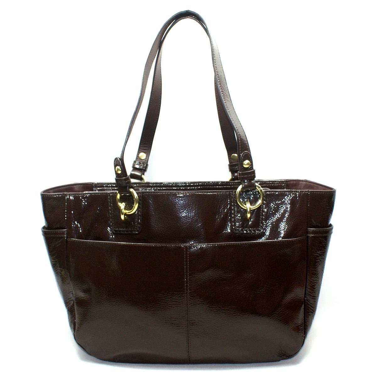 Home Coach Gallery Patent Leather Zip Tote Bag