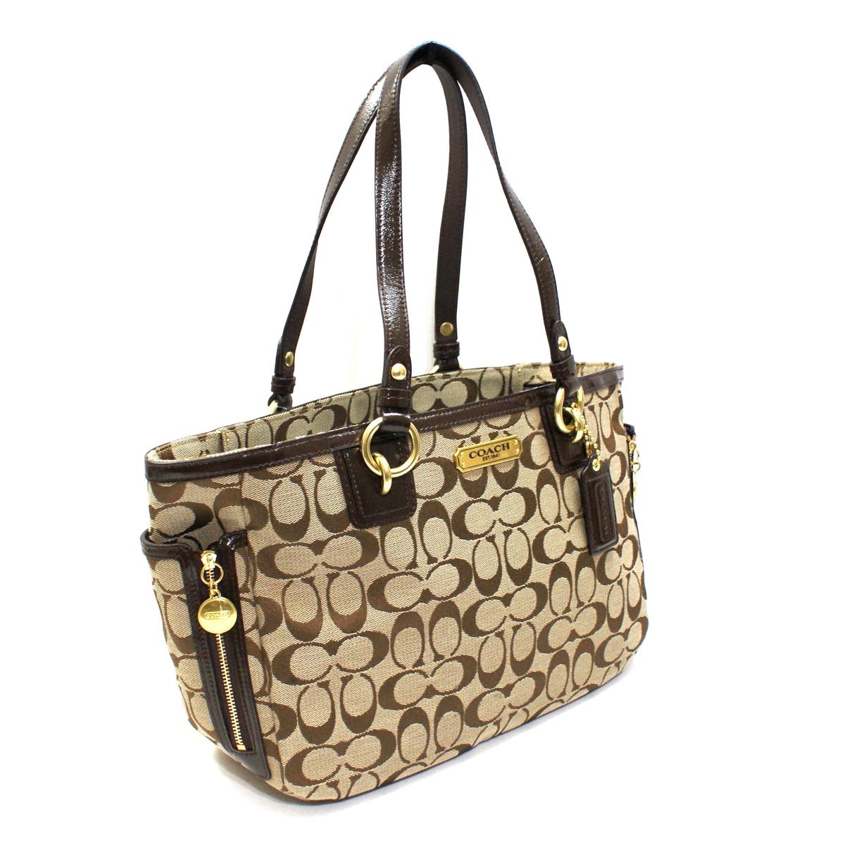 Coach Gallery Khaki Signature Zip Tote Bag 19249 Coach 19249