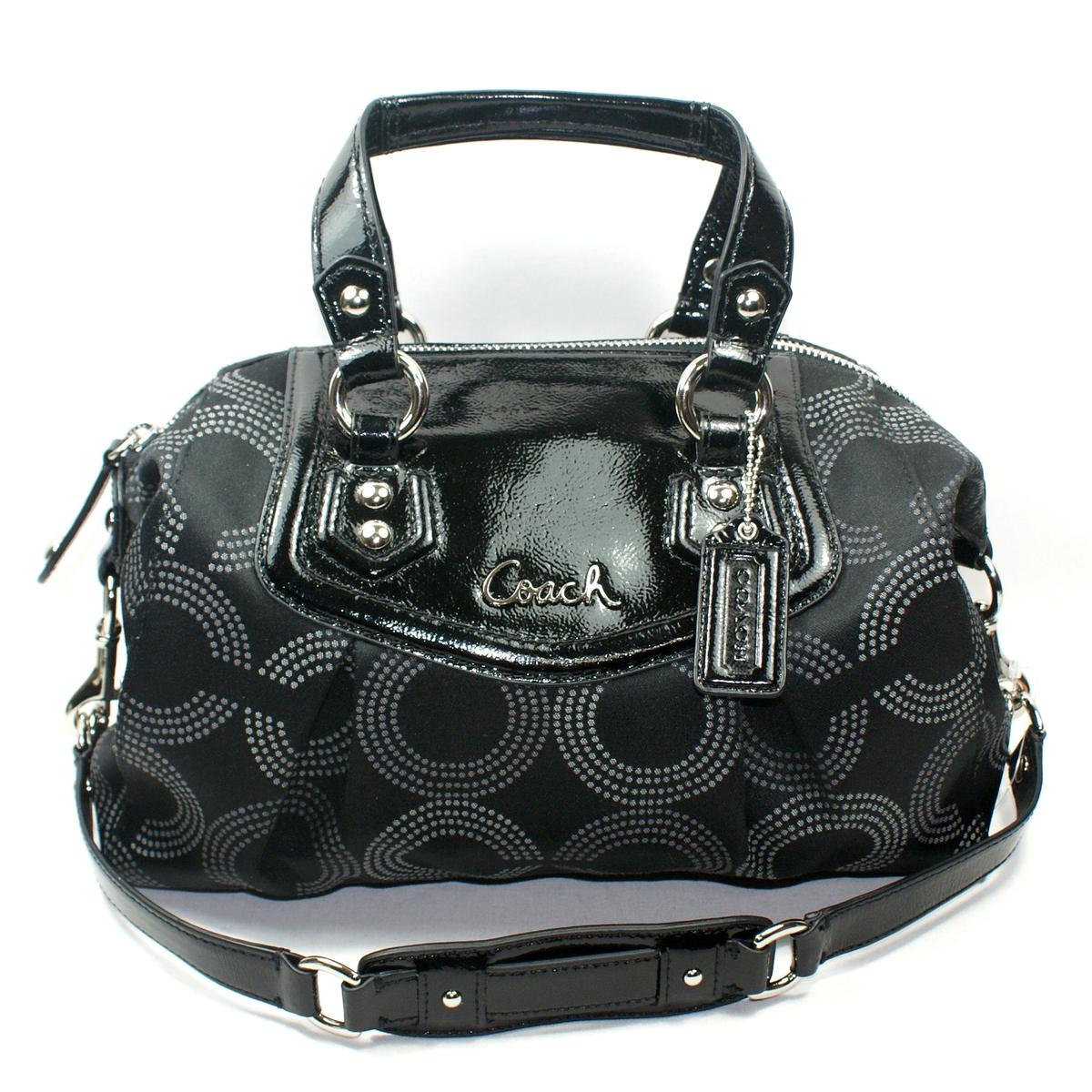 Coach Ashley Black Doted Opt Art Satchel/ Shoulder Bag 20027 Coach 20027