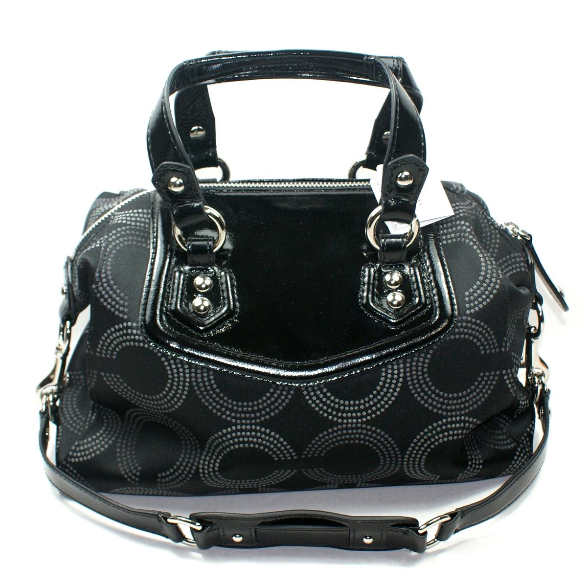 Coach Ashley Black Doted Opt Art Satchel/ Shoulder Bag #20027 