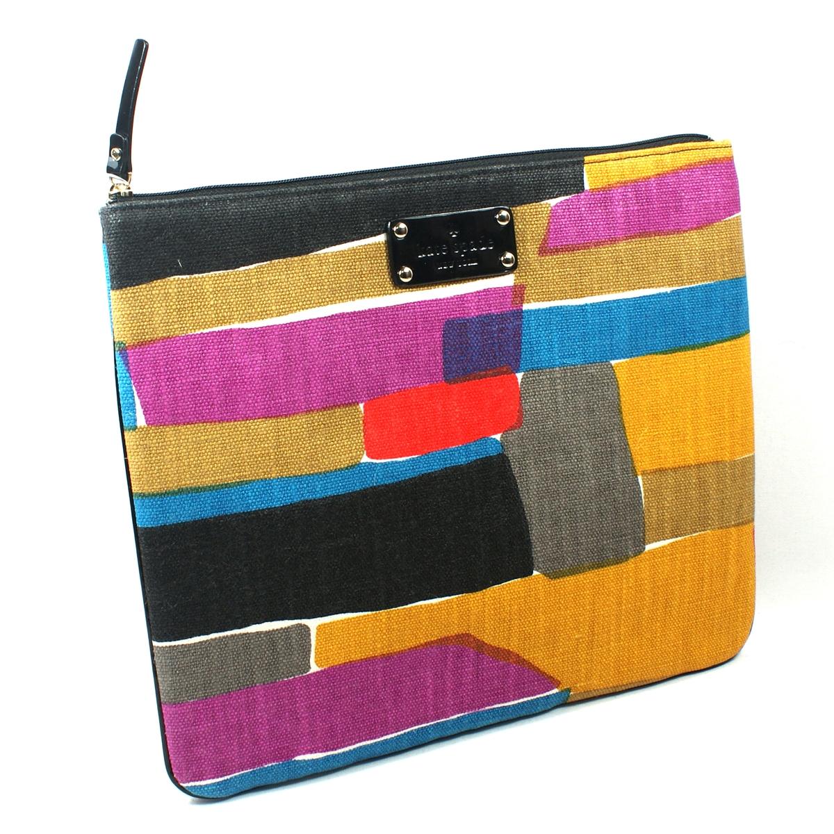 Kate Spade Adrianne Gallery Row Large Flat Pouch/ Cosmetic Bag 