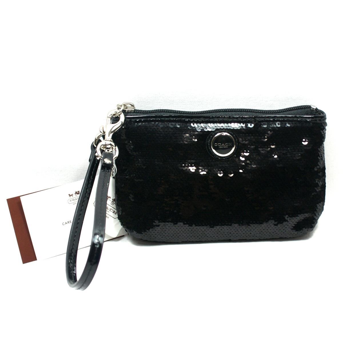 Coach Poppy Sequin Small Wristlet Black #48429 | Coach 48429