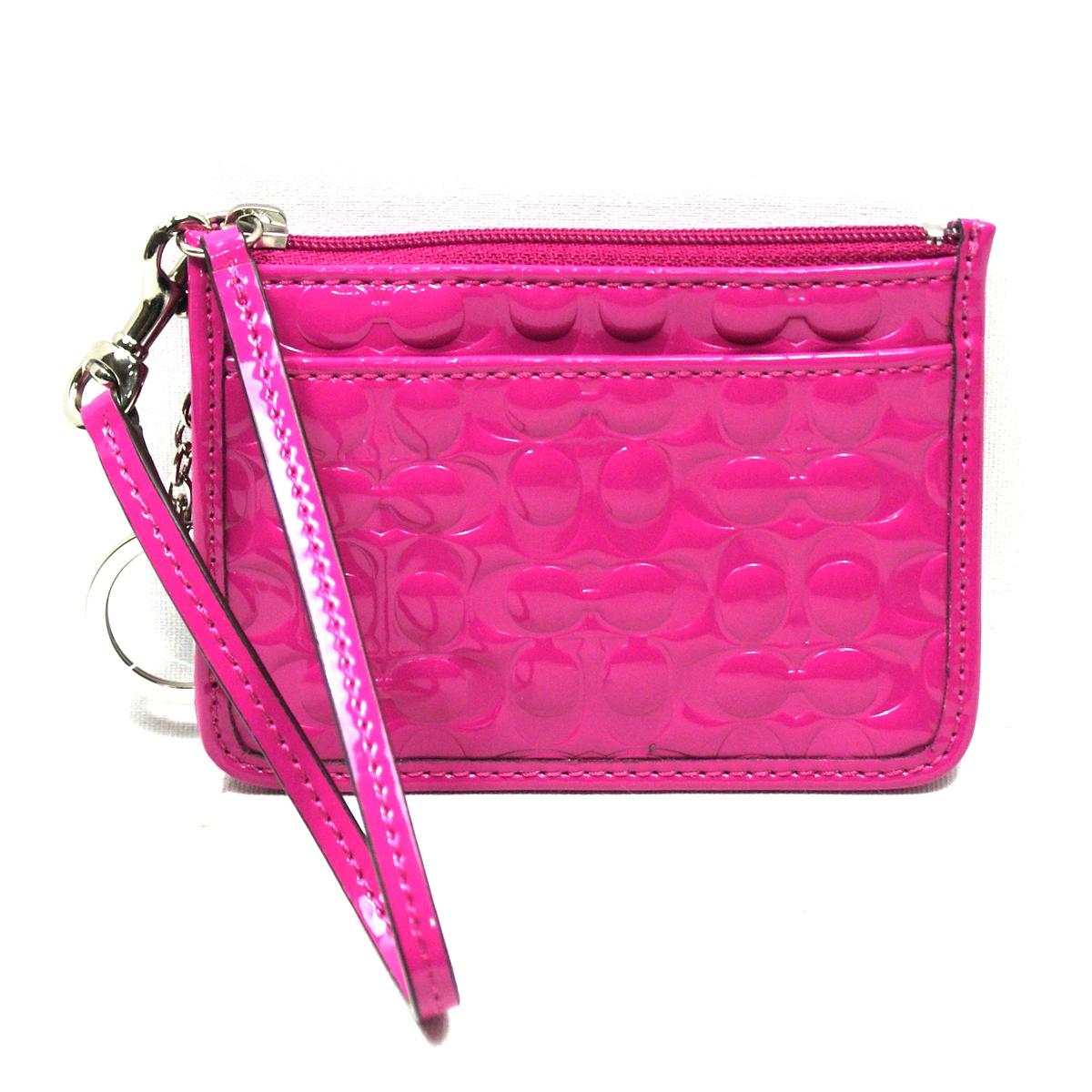 Coach Embossed Liquid Gloss ID Skinny Coin Purse/ Key Pouch 48716