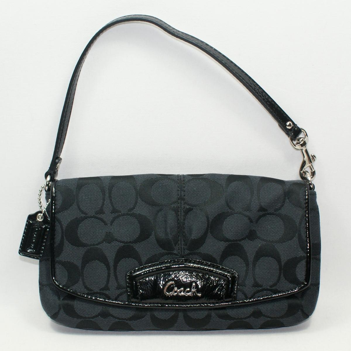 Coach Signature Large Flap Wristlet/ Clutch Black 48127 Coach 48127