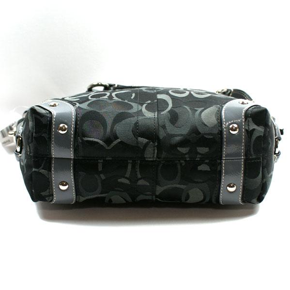 バッグ Coach Carly Optic Signature Shoulder Bag COACH Carly Signature Hobo Shoulder Bag Silver Metallic Hardware