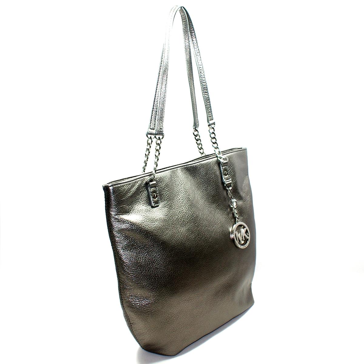 Michael Kors Jet Set Chain Soft Genuine Leather Tote Gunmetal