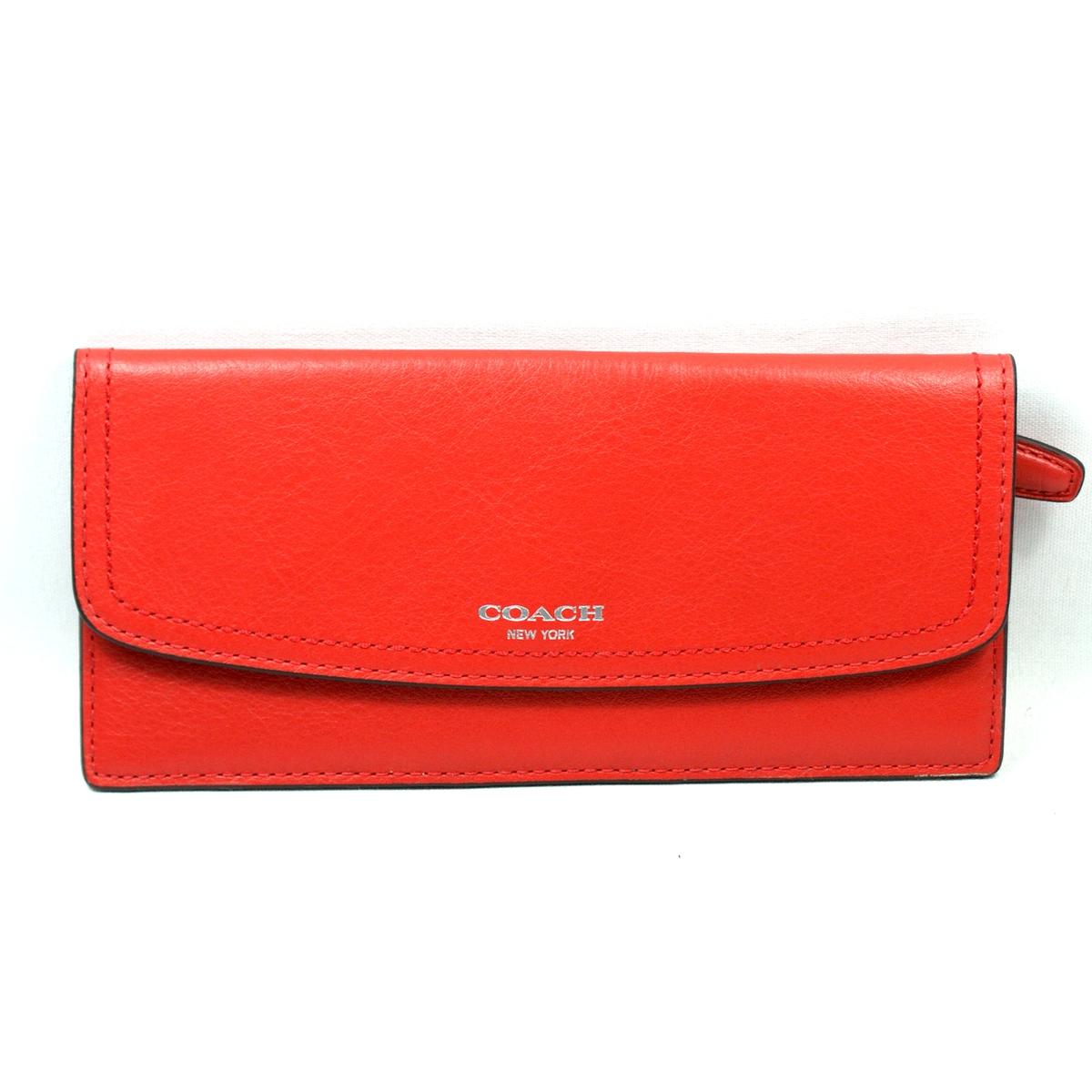 Coach Legacy Leather Soft Skinny Flat Wallet/ Clutch Carnelian 47990