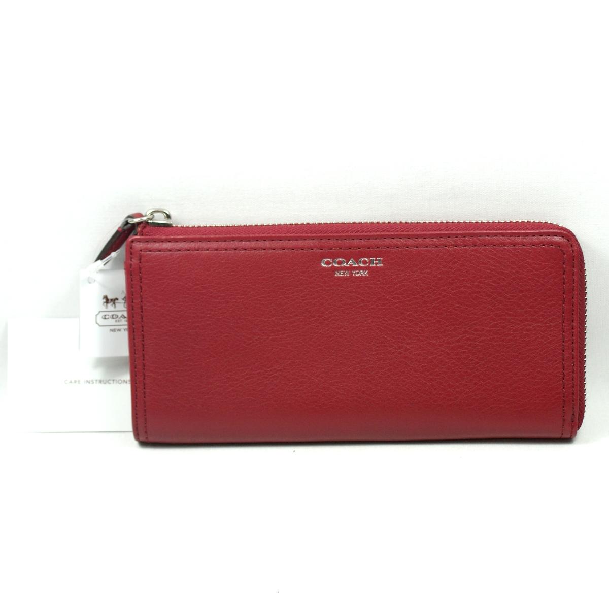 Home Coach Legacy Leather Slim Zip Wallet Clutch Black Cherry