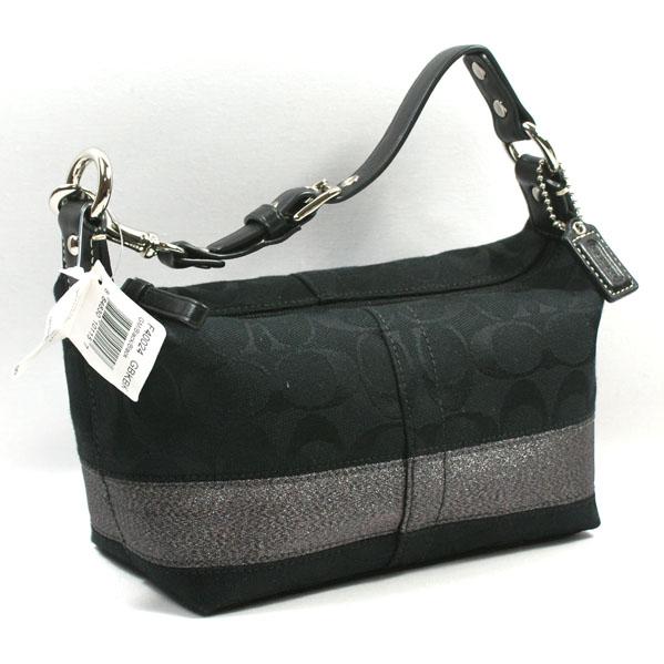 Coach Signature Stripe Top Handle Small Pouch Gunmetal Coach Signature Stripe Top Handle Small Pouch Gunmetal