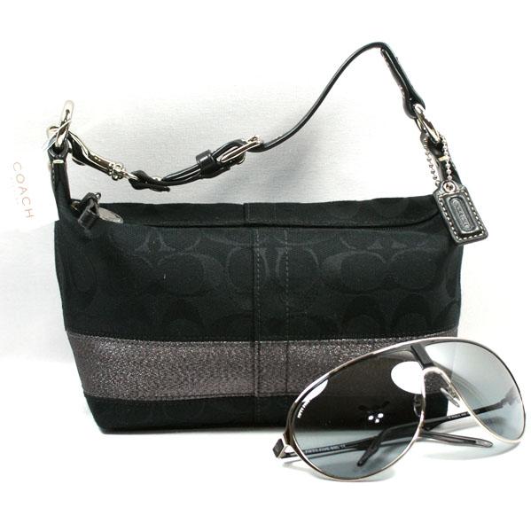 Coach Signature Stripe Top Handle Small Pouch Gunmetal #40024