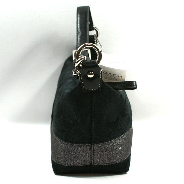 Coach Signature Stripe Top Handle Small Pouch Gunmetal #40024