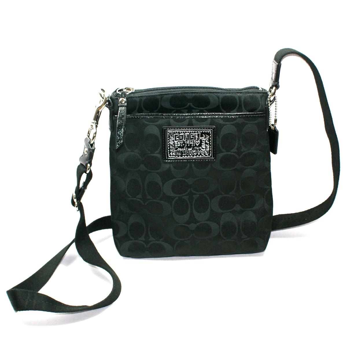 Coach Daisy Signature Sateen Swingpack/ Crossbody Bag Black #48130 | Coach 48130