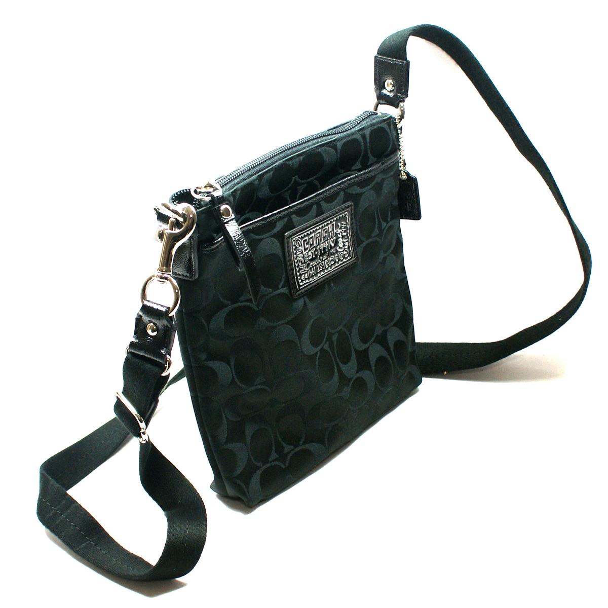 Coach Daisy Signature Sateen Swingpack/ Crossbody Bag Black #48130 | Coach 48130