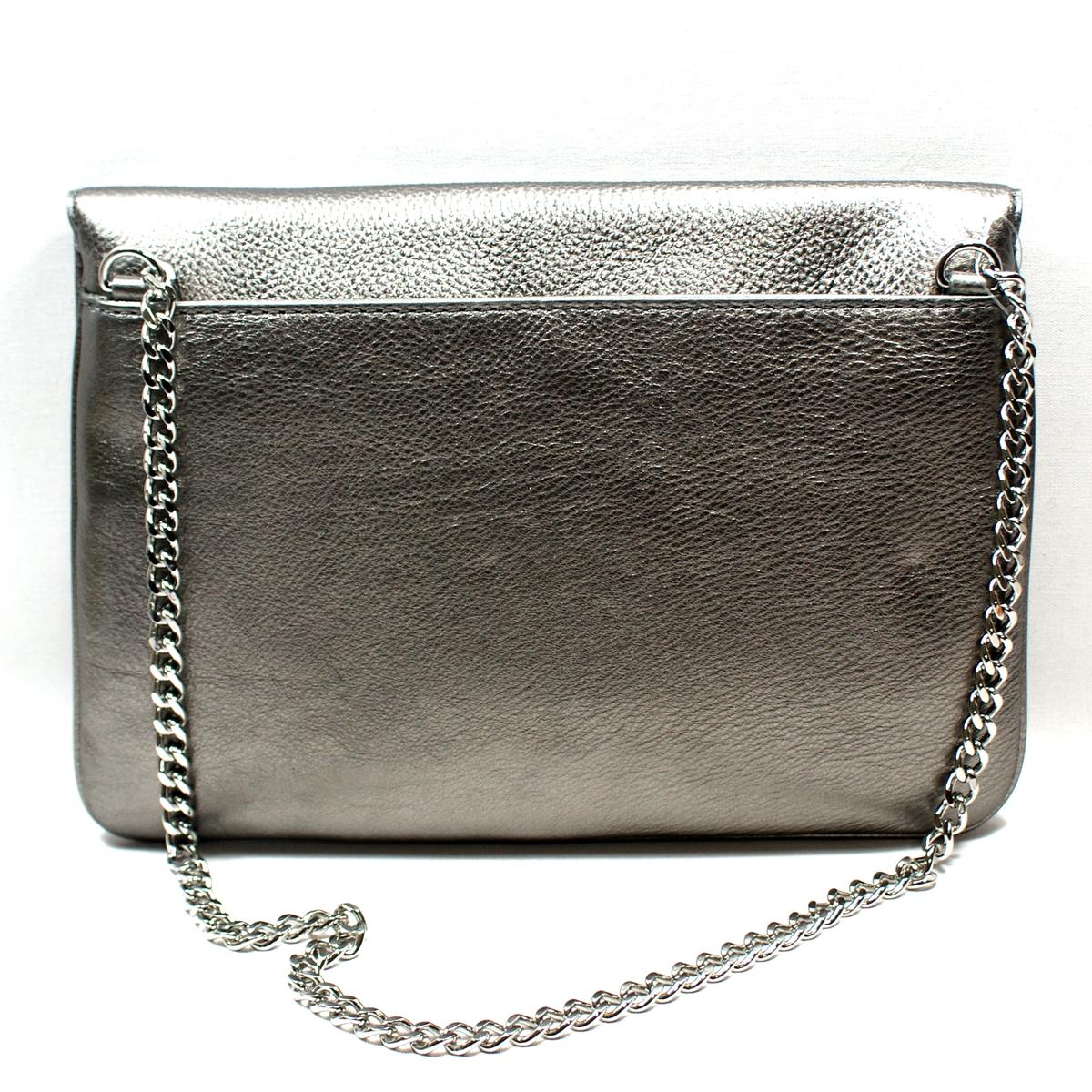 Michael Kors Jet Set Chain Gunmetal Genuine Leather Large Clutch
