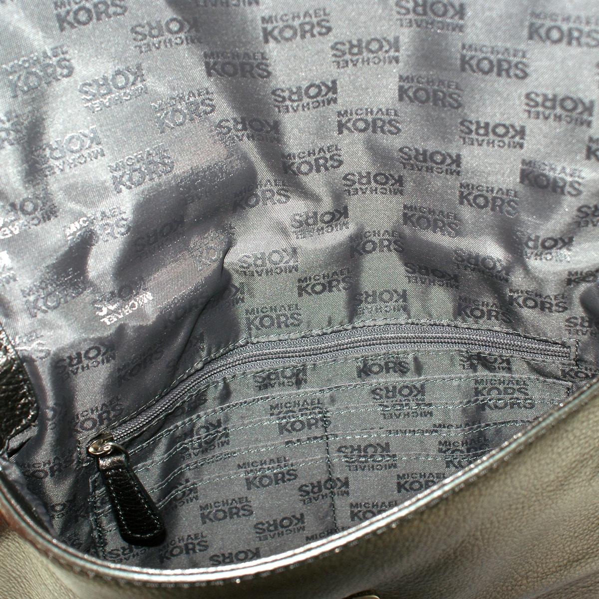 Michael Kors Jet Set Chain Gunmetal Genuine Leather Large Clutch