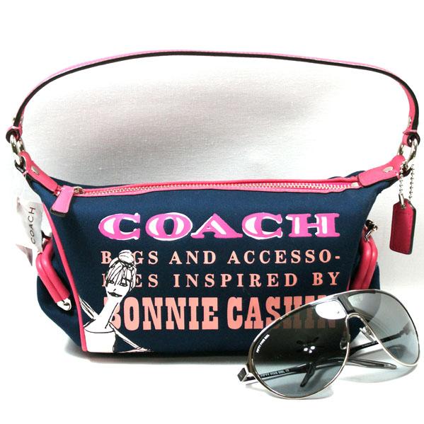 Coach Bonnie Print Framed Top Handle Pouch Navy #42583