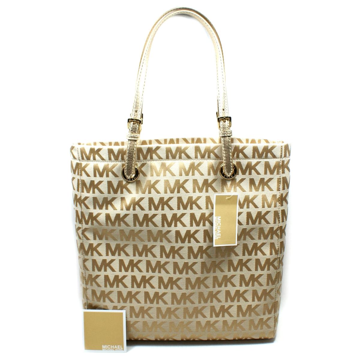 Michael Kors MK Signature Jacquard Medium Tote Bag Gold #38T2XTTT2J | Michael Kors 38T2XTTT2J