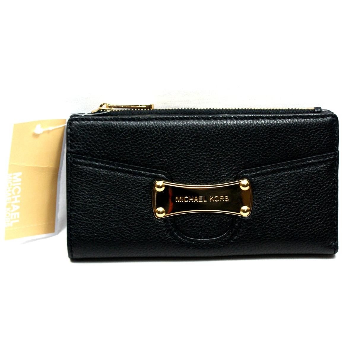 Michael Kors Saratoga Continental Black Genuine Leather Wallet/ Clutch #38H0CSGE2L | Michael ...