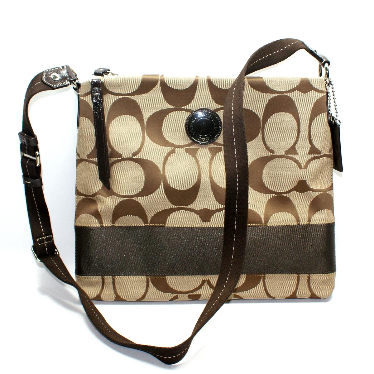 Coach Signature Stripe File Swingpack/ Crossbody Bag Mahogany #19220 | Coach 19220