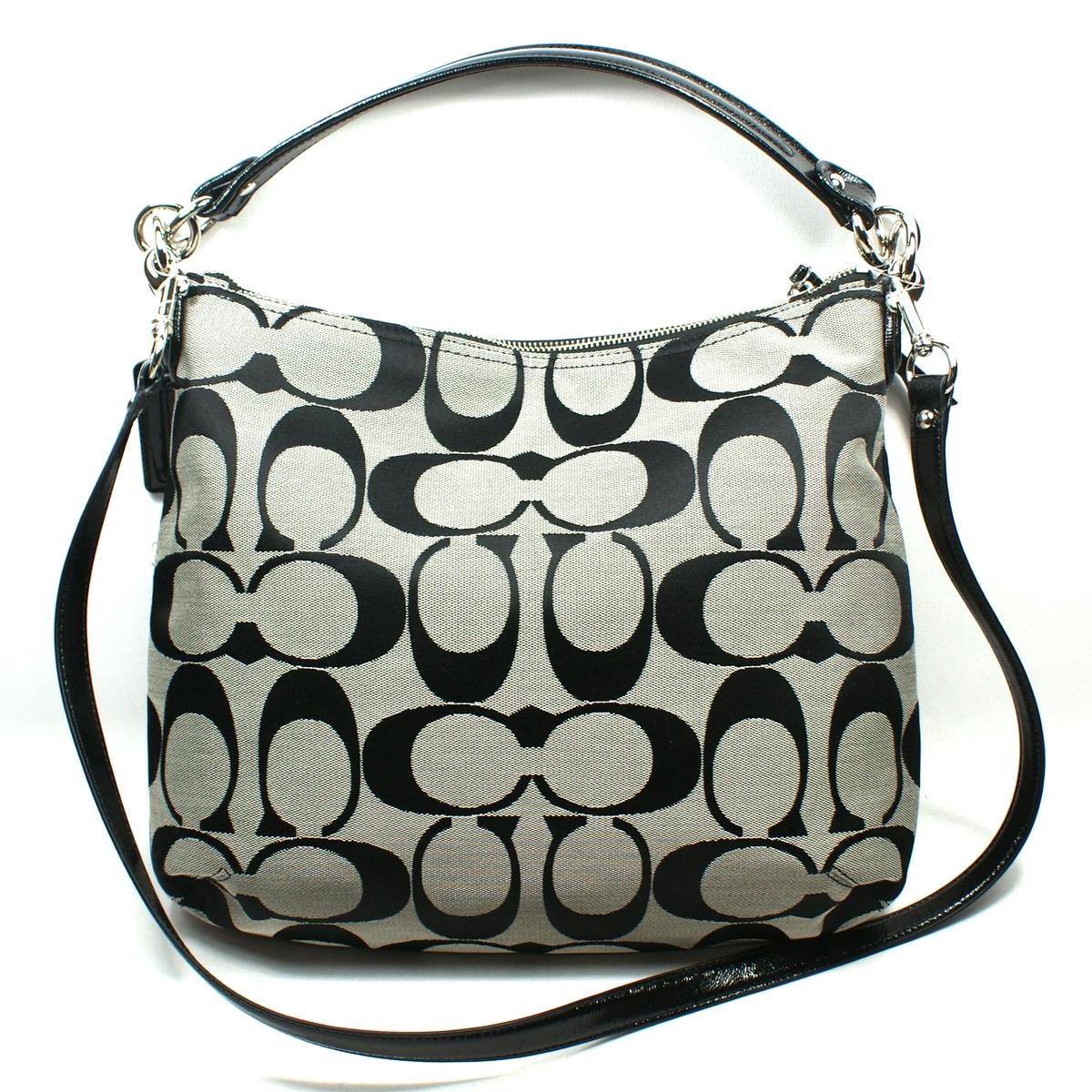 Coach Daisy Signature Pocket Hobo/ Swing Bag Black/ White 23392