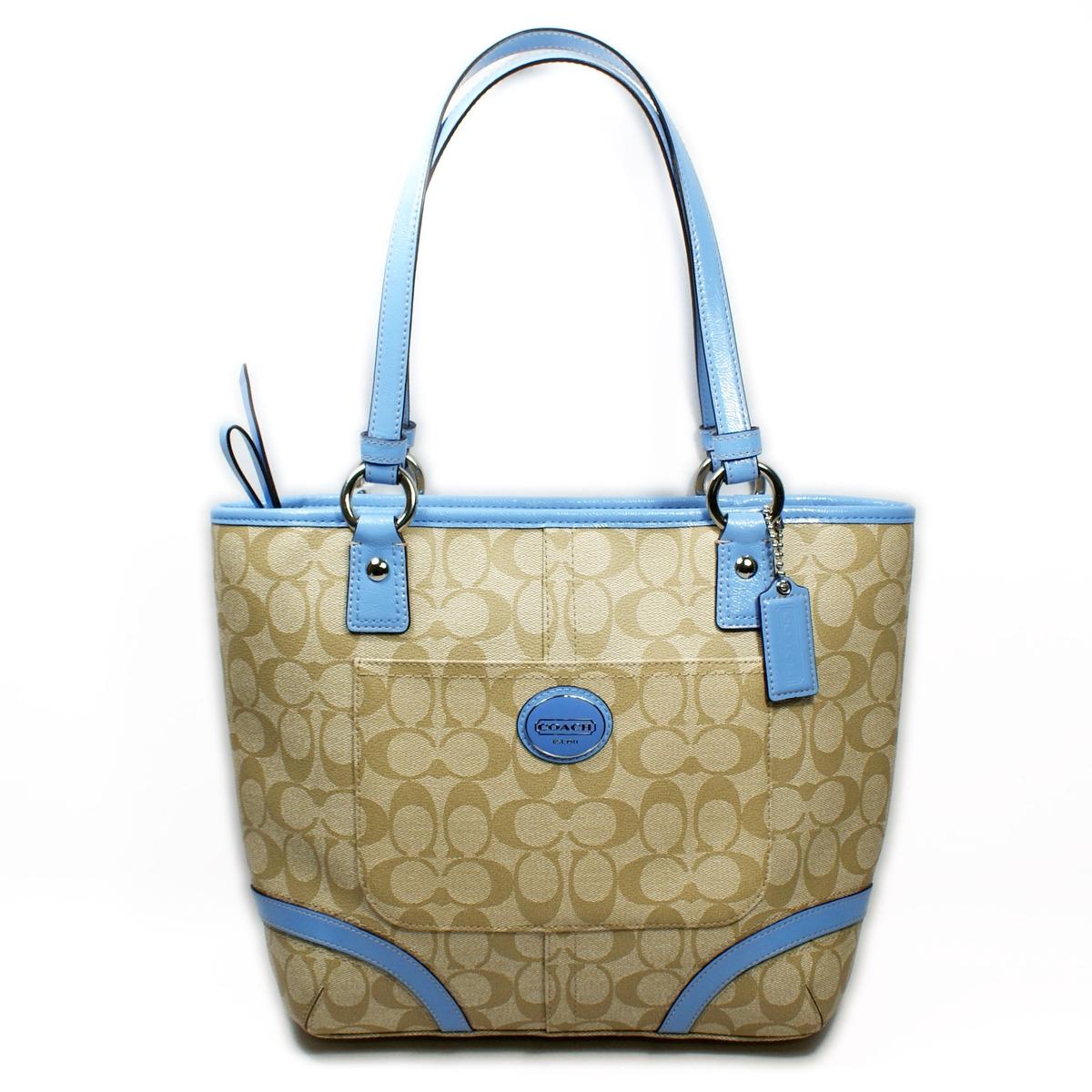 Coach Peyton Signature Heritage Tote Bag Sky #18917 | Coach 18917