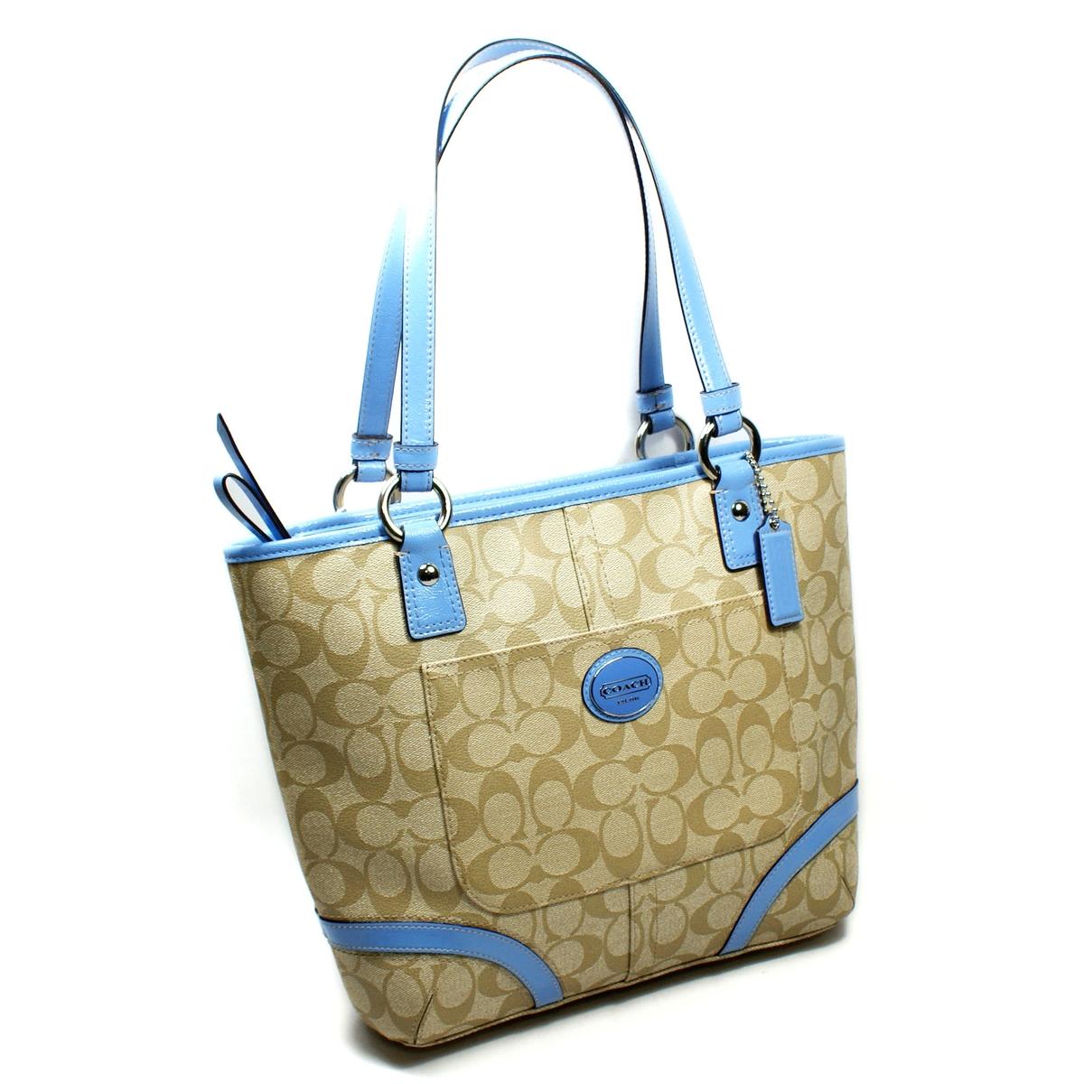 Coach Peyton Signature Heritage Tote Bag Sky #18917 | Coach 18917