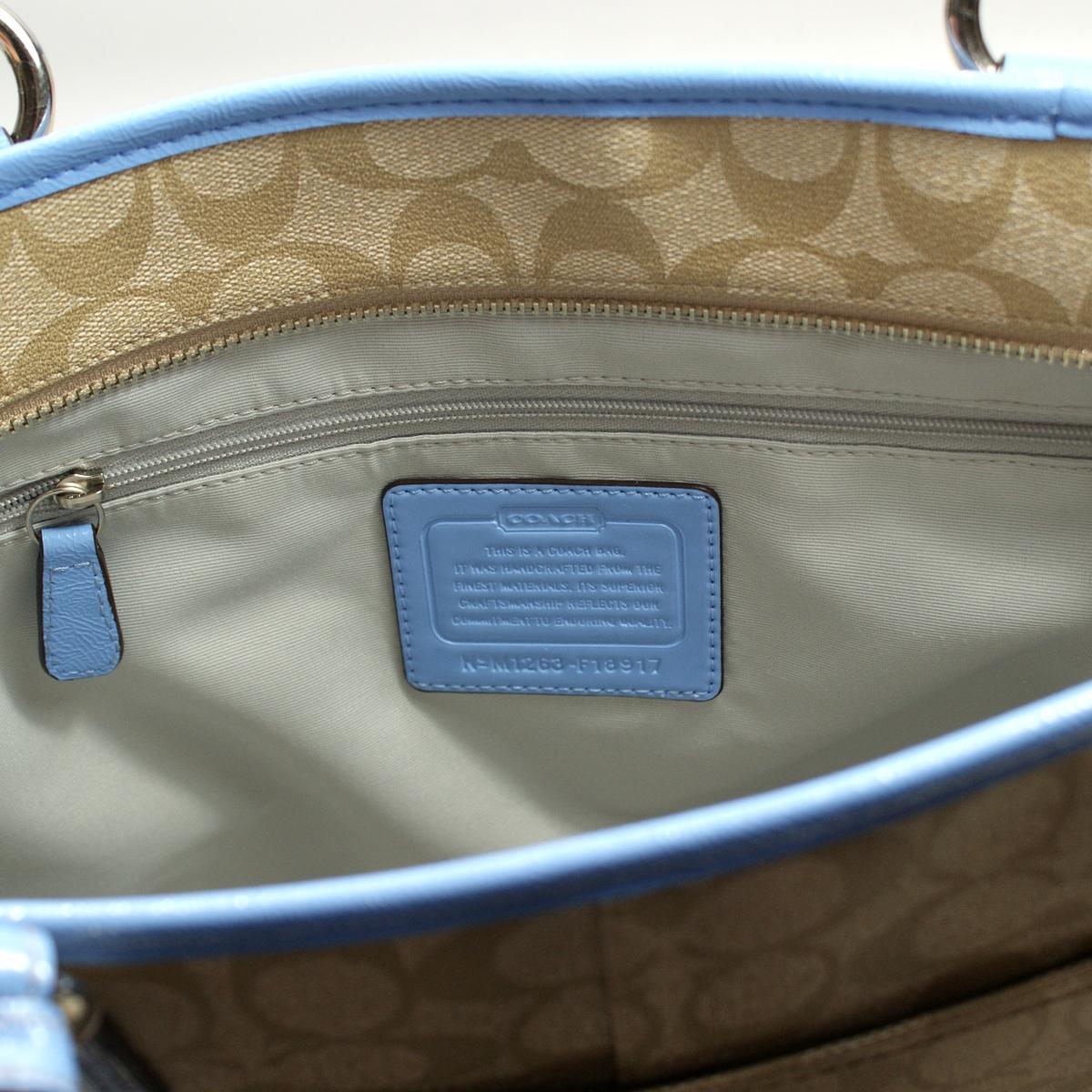 Coach Peyton Signature Heritage Tote Bag Sky #18917 | Coach 18917