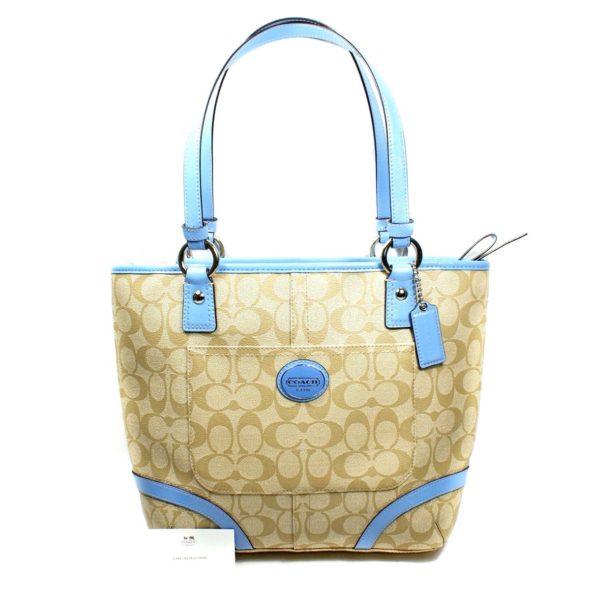 Coach Peyton Signature Heritage Tote Bag Sky #18917 | Coach 18917