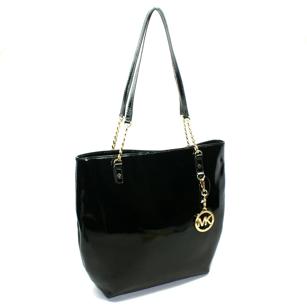 Michael Kors Jet Set Chain Black Genuine Patent Leather Tote/ Shoulder Bag #38T2XJST3A | Michael ...