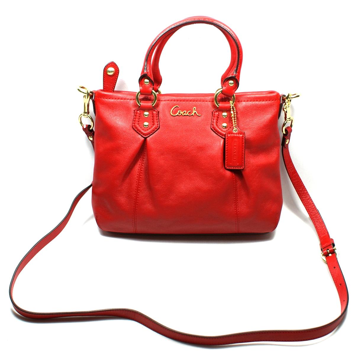 Coach Ashley Leather Mini Tote/ Cross Body Bag Cherry 20342 Coach 20342