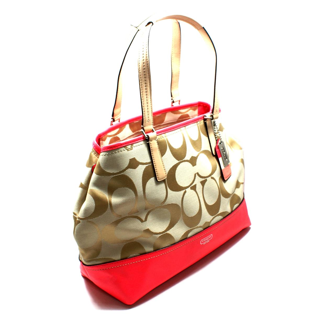 coral coach tote