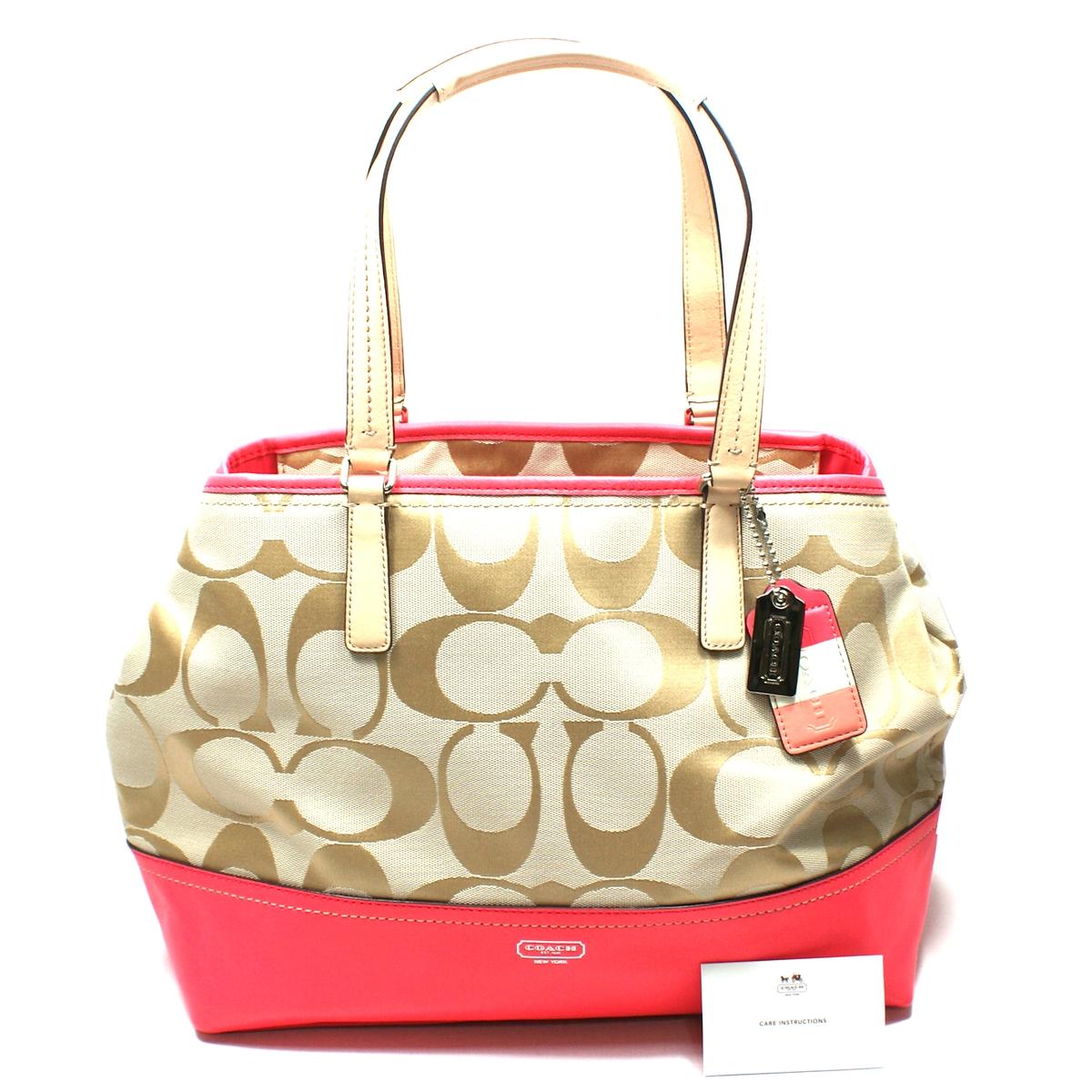 coral coach tote