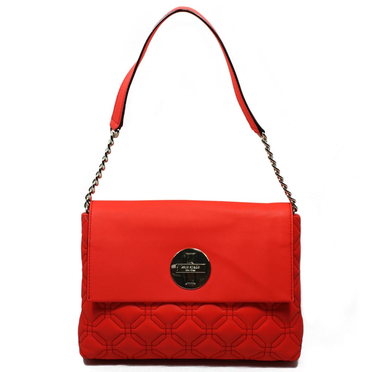 Kate Spade Autumn Astor Court Fluorescent Coral Leather Shoulder Bag 