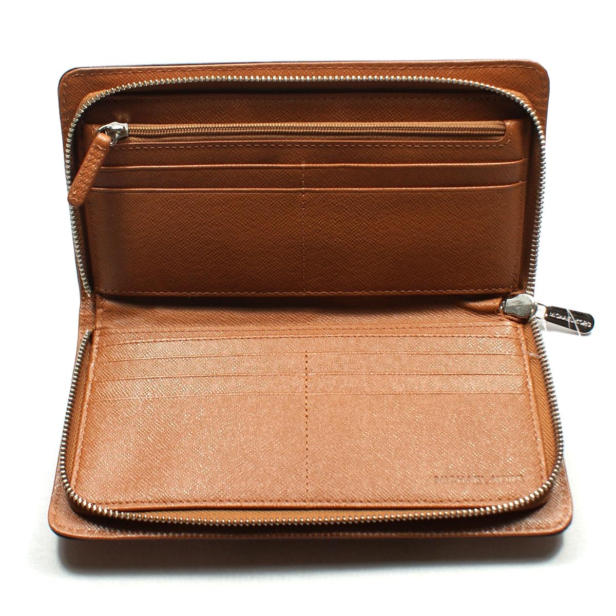 Michael Kors Hamilton Large Zip Around Genuine Leather Wallet/ Clutch Brown #32F1SHMZ3L ...