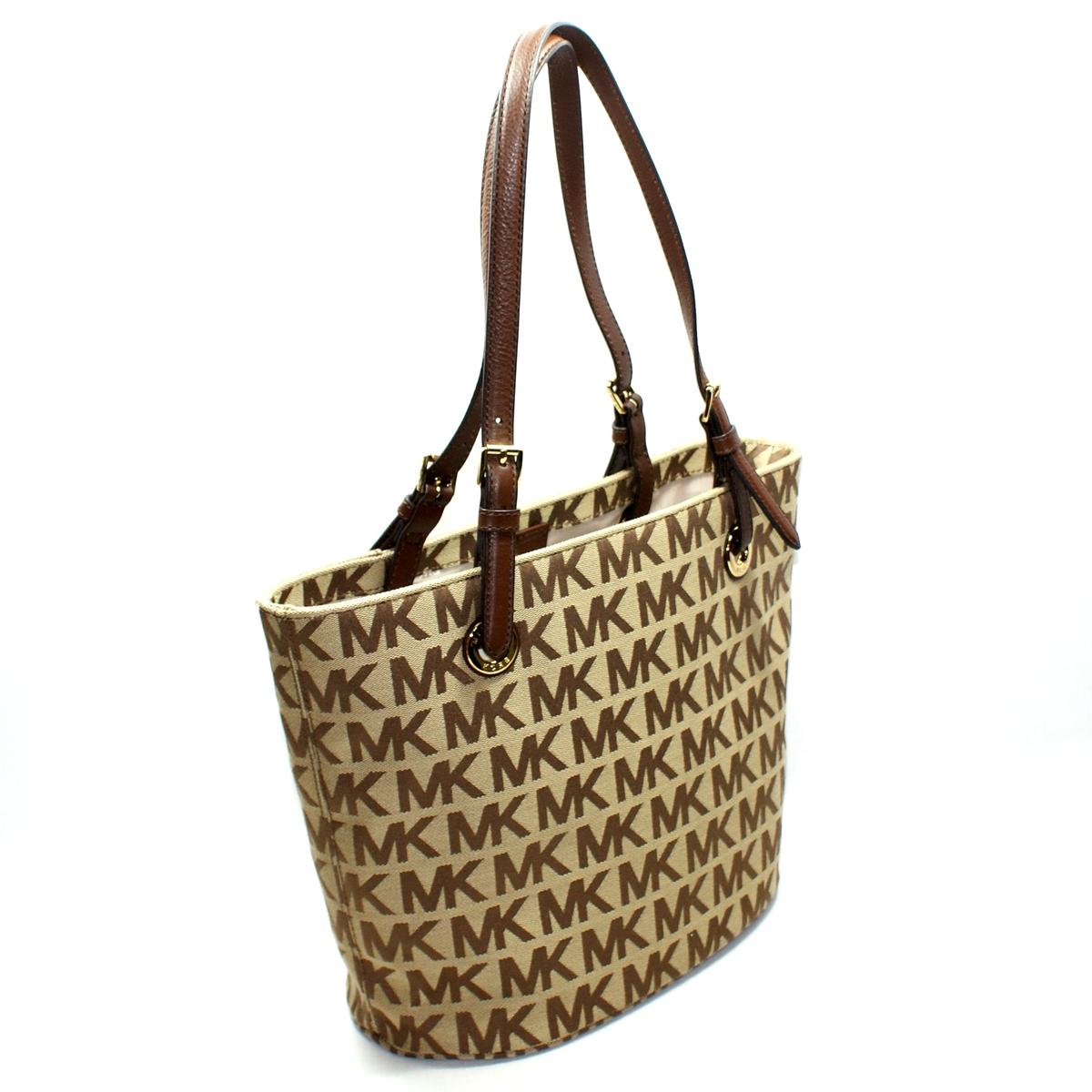 Michael Kors MK Signature Jacquard Medium Tote Bag Khaki/ Mocha #38T2XTTT2J | Michael Kors ...