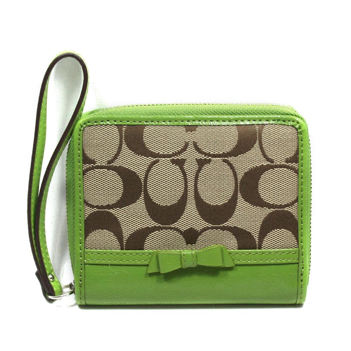 Coach Signature Bow Medium Zip Around Wallet/ Wristlet Lime #48800 | Coach 48800