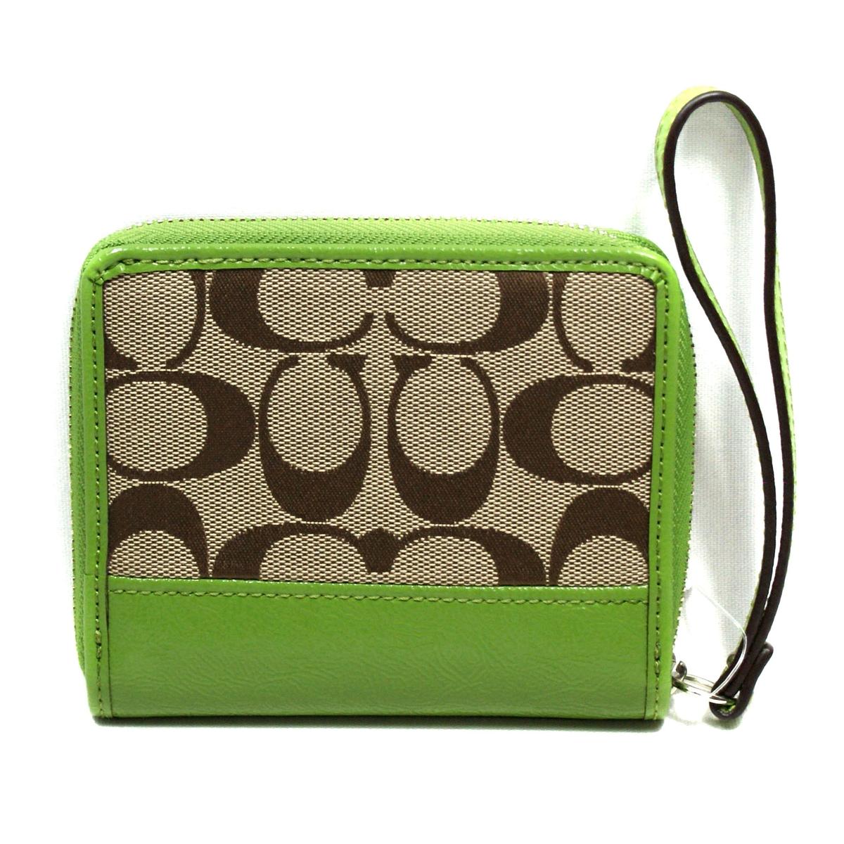 Coach Signature Bow Medium Zip Around Wallet/ Wristlet Lime #48800 | Coach 48800