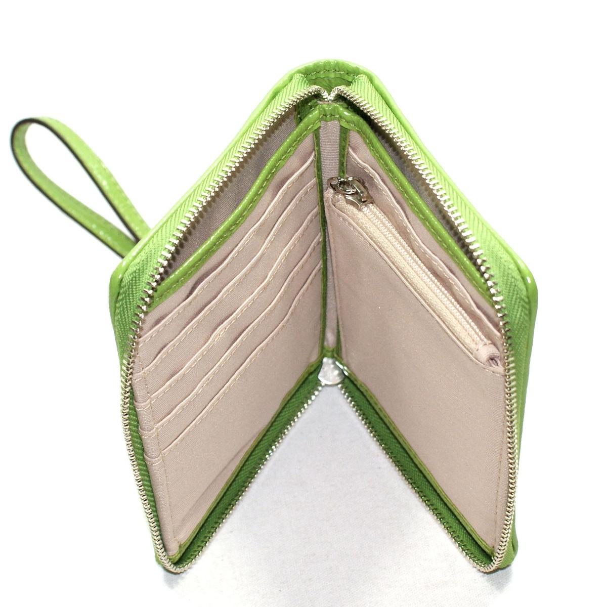 Coach Signature Bow Medium Zip Around Wallet/ Wristlet Lime #48800 | Coach 48800