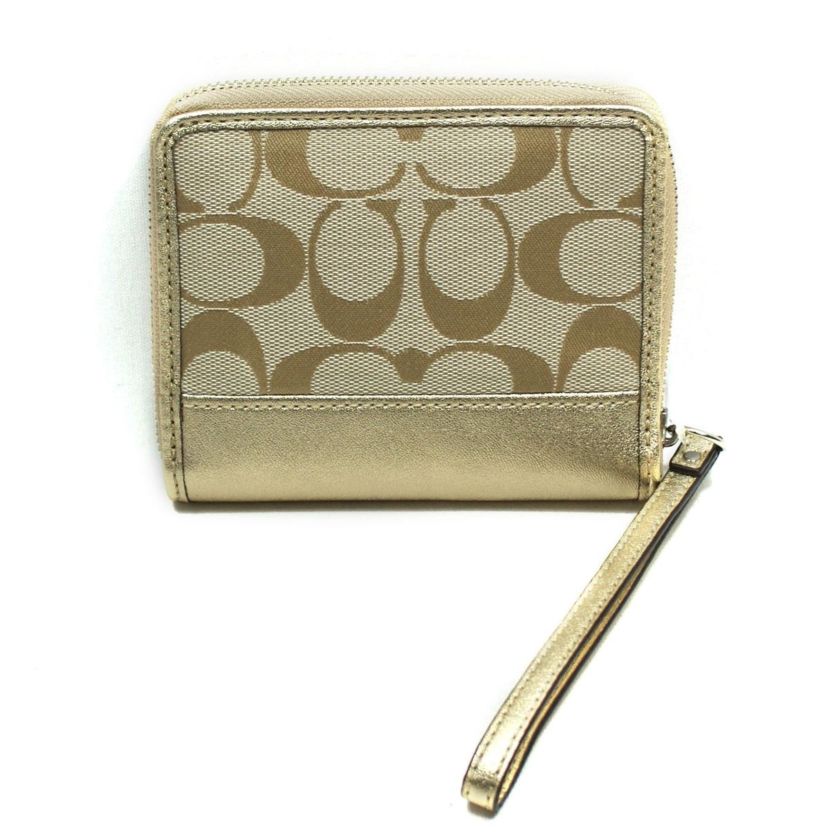 Coach Signature Bow Medium Zip Around Wallet/ Wristlet Gold #48800 | Coach 48800