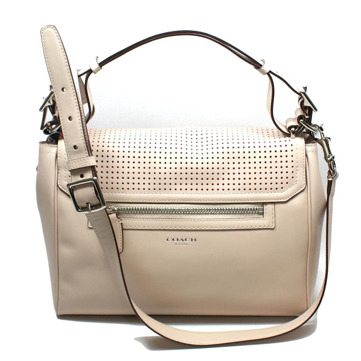 Coach Legacy Perforated Top Handle Shoulder Bag/ Handbag Bisque 22386