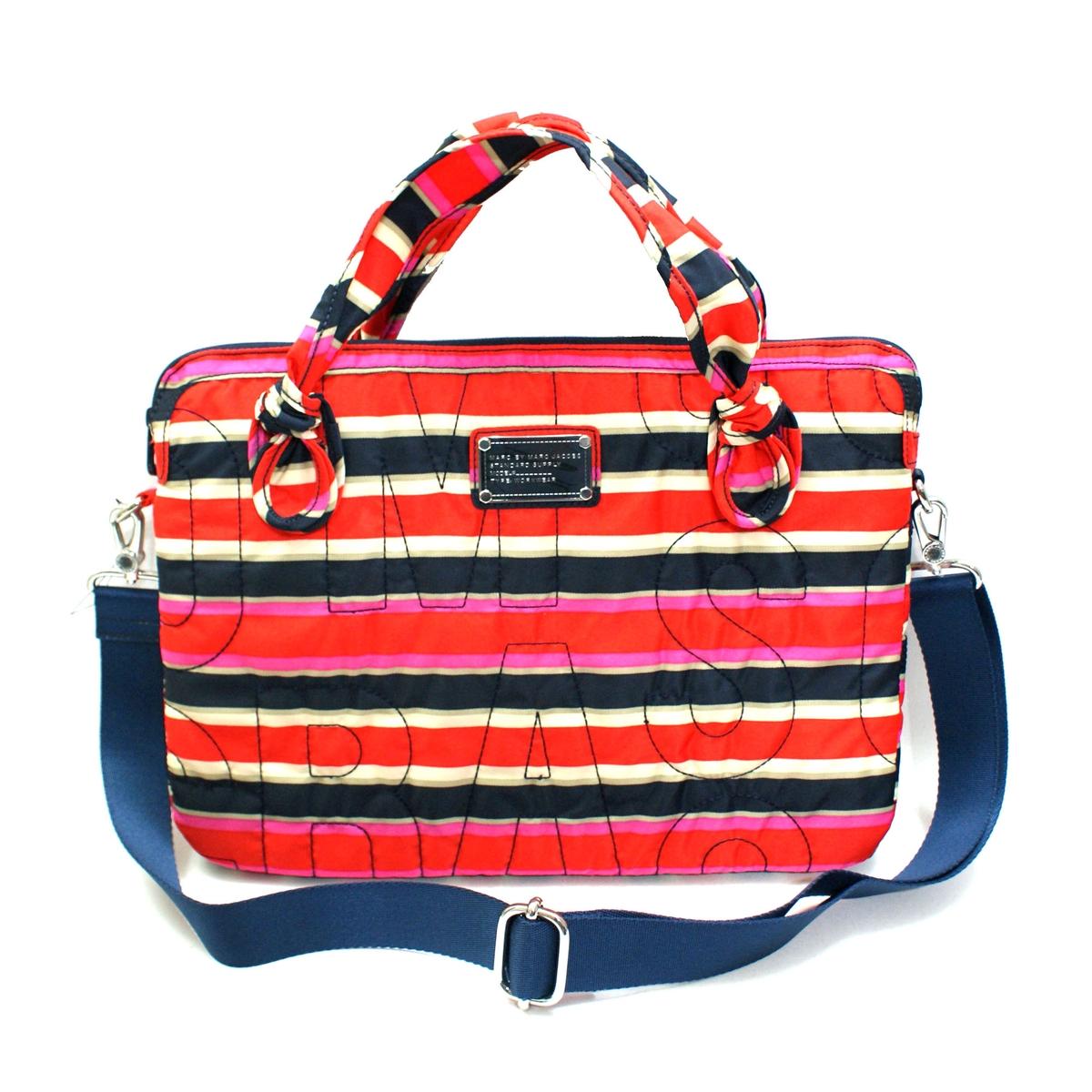 Marc By Marc Jacobs Deep Navy Multi Nylon 15 Inch Laptop Bag/ Messenger