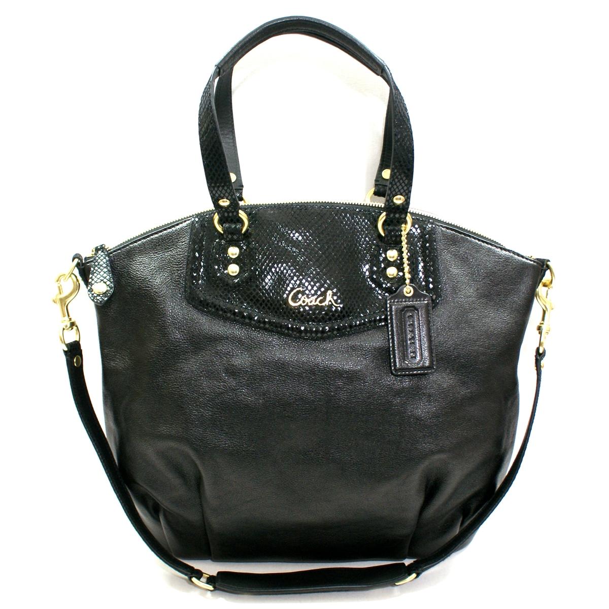 Coach Ashley Leather Satchel/ Shoulder Bag Black 23684 Coach 23684