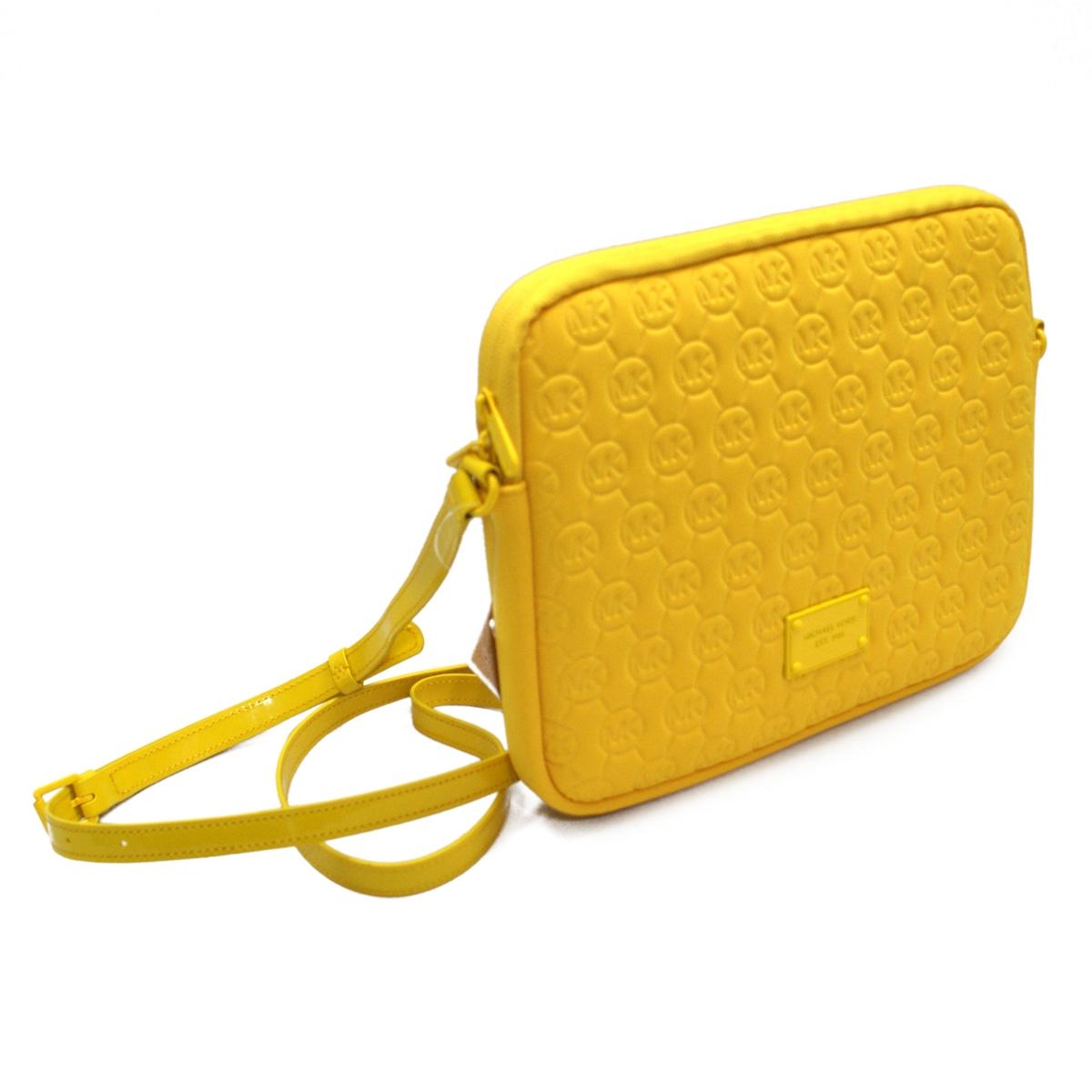 Michael Kors Mono Embossed Neoprene Ipad Crossbody Bag Citrus