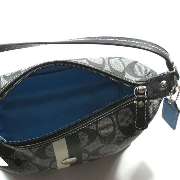 Coach Heritage Signature Stripe Small Handle Pouch Black #43555