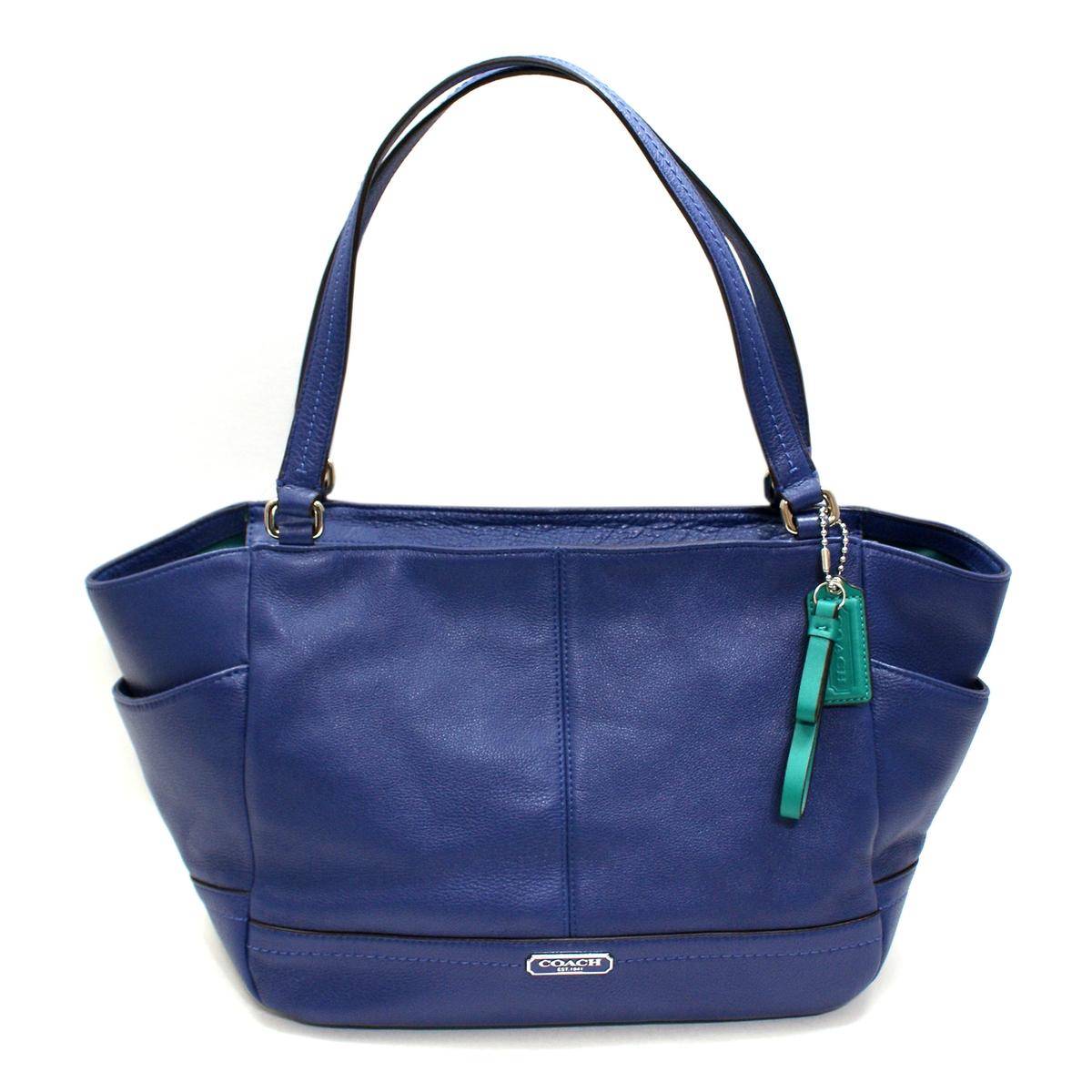 Home Coach Parker Leather Carrie Tote Shoulder Bag French Blue