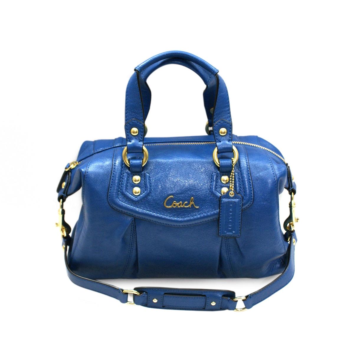 Coach Ashley Leather Satchel/ Shoulder Bag Cobalt Blue #19247 | Coach 19247