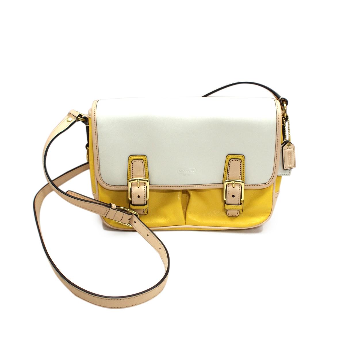 Coach Park Colorblock Leather Flap Crossbody Bag Lemon 23383 Coach 23383