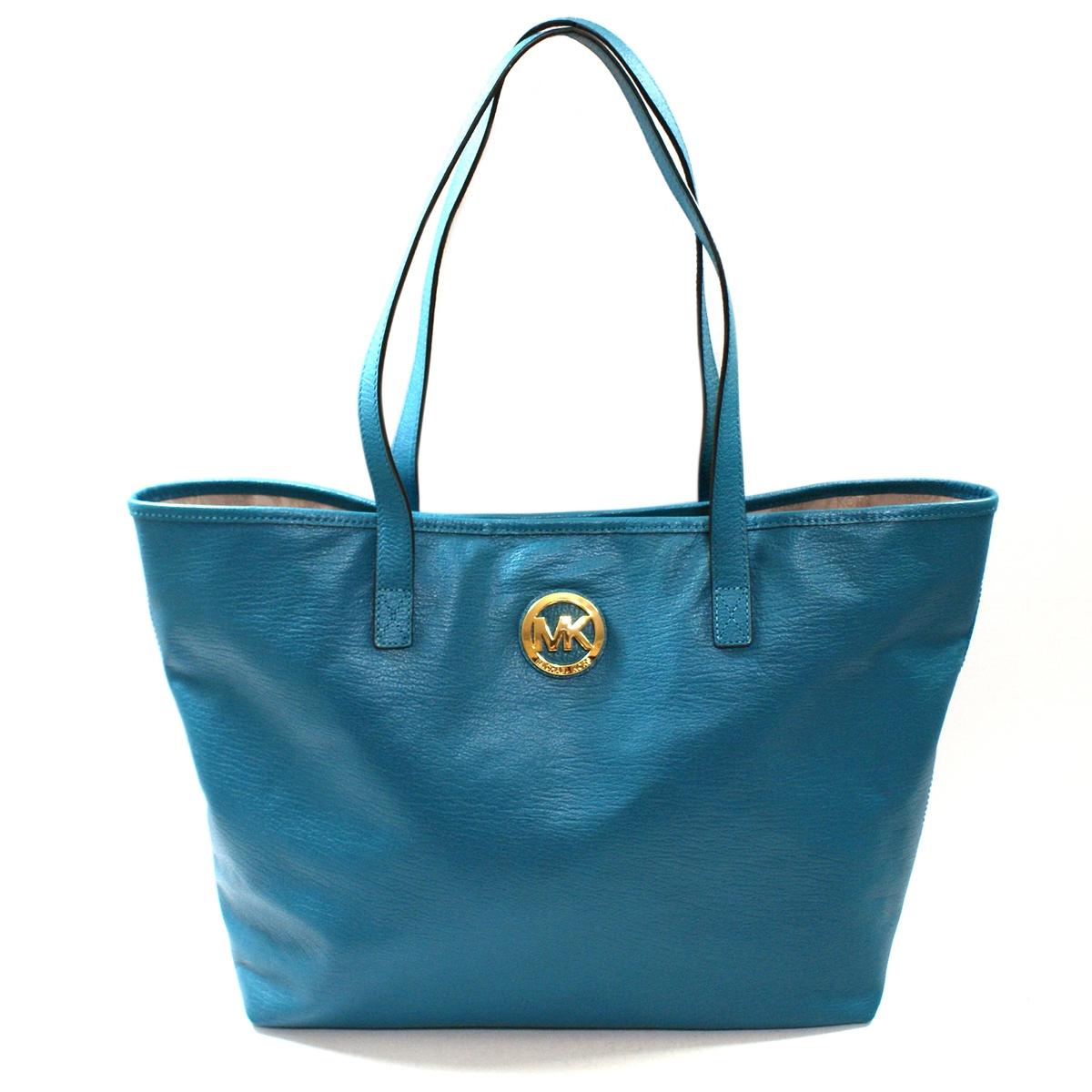 Michael Kors Jet Set Medium Travel Genuine Leather Turquoise Tote